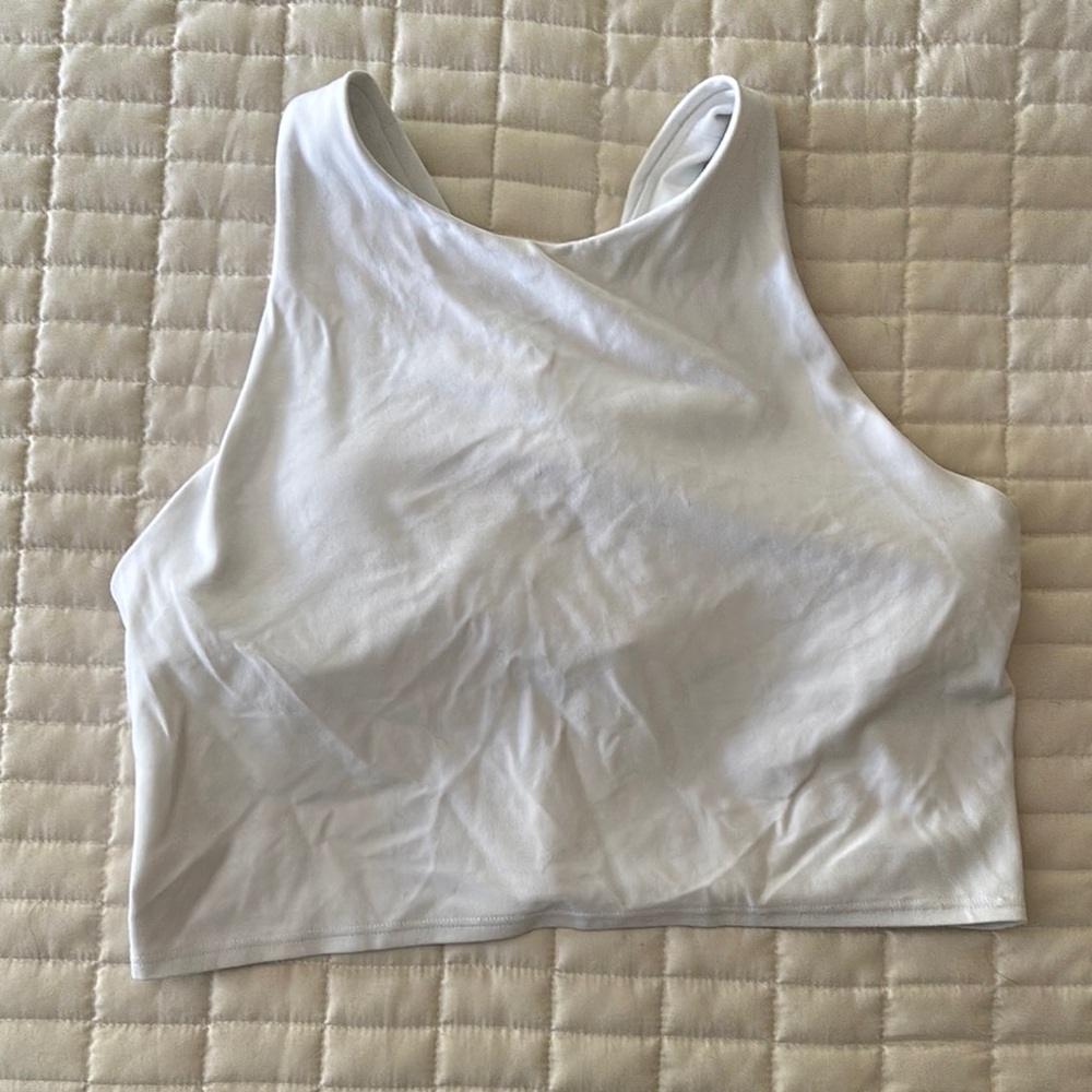 Athleta White Sleeveless Crop Tank Top
